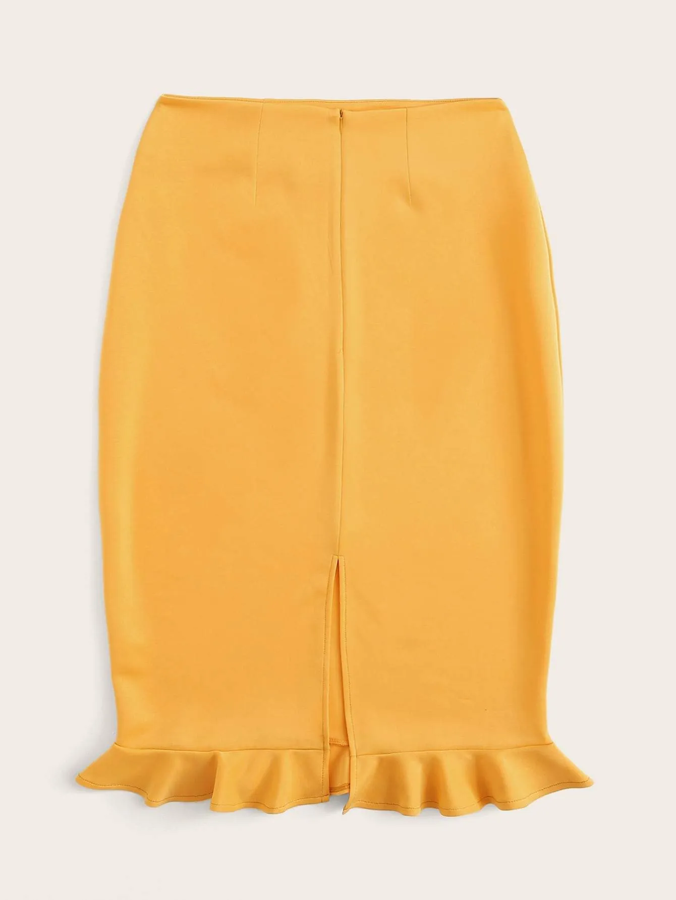 Plus Solid Fishtail Skirt