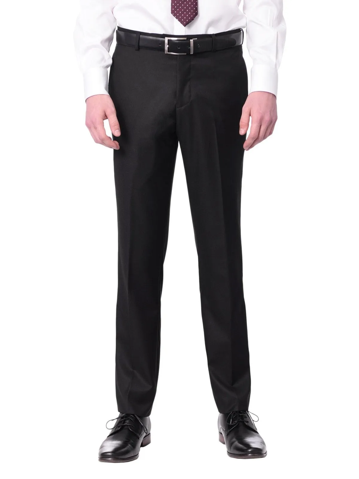 Raphael Mens Solid Black Slim Fit 2 Button Suit