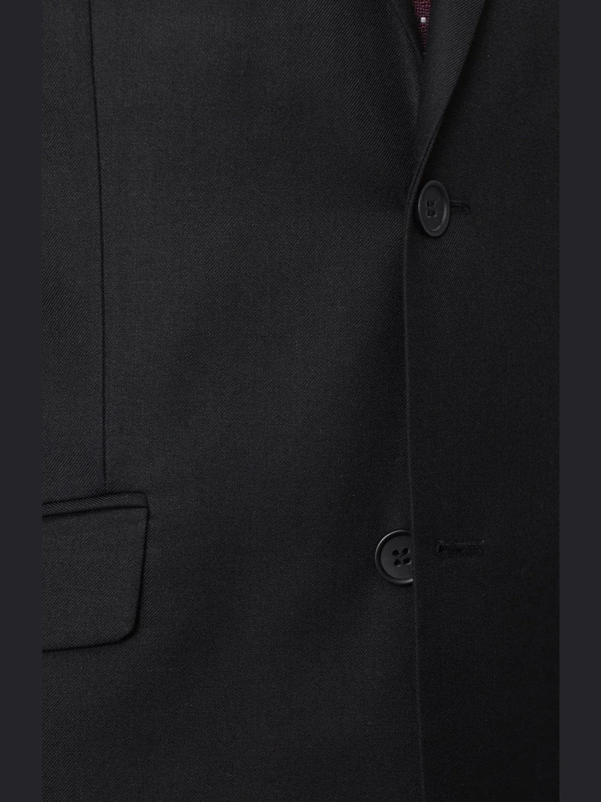 Raphael Mens Solid Black Slim Fit 2 Button Suit