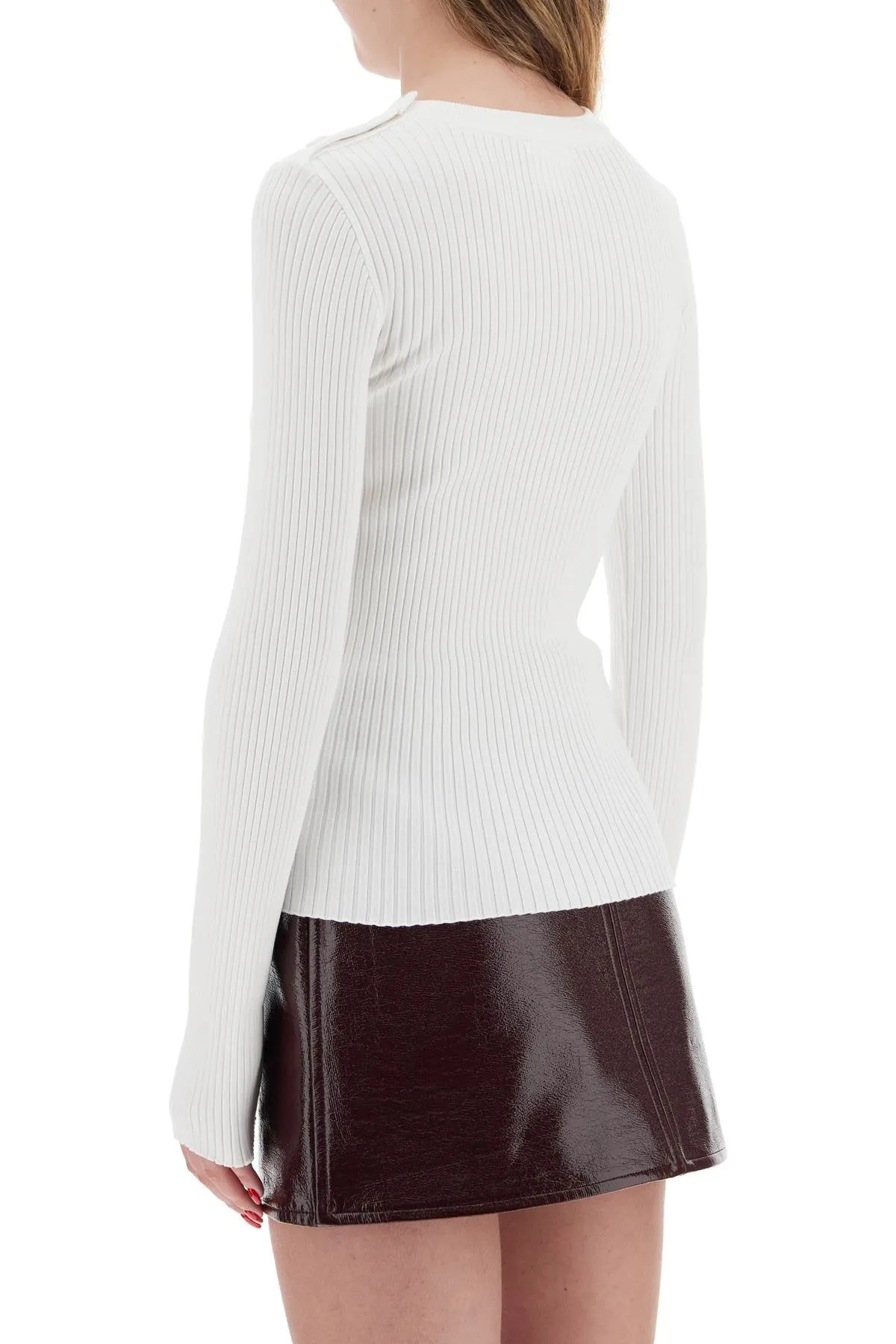 'ribbed stretch knit pullover sweater