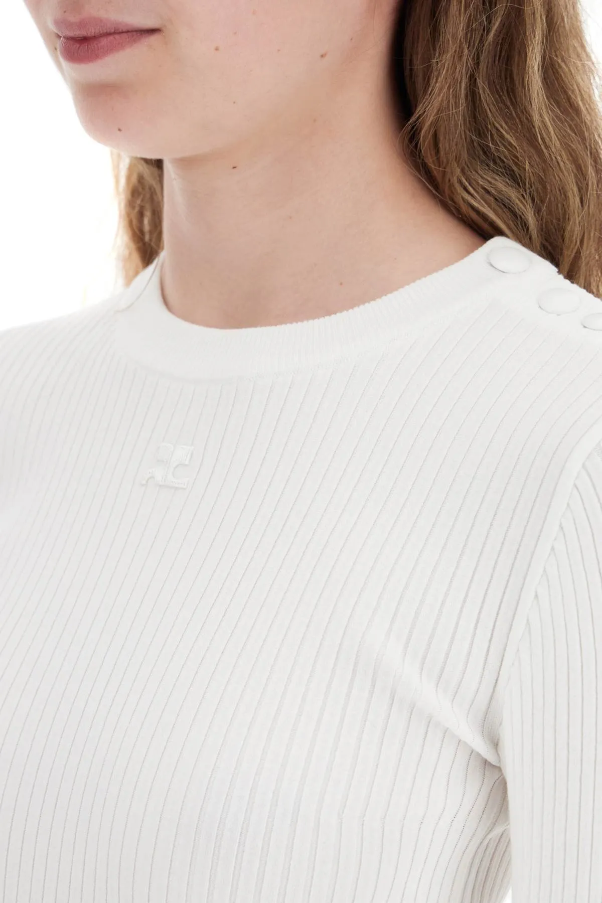 'ribbed stretch knit pullover sweater