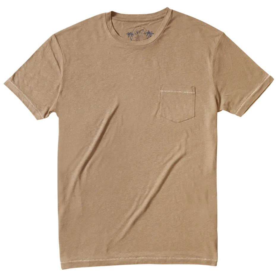Safari Linen Blend Pocket Tee - Dark Safari