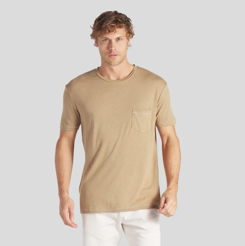 Safari Linen Blend Pocket Tee - Dark Safari