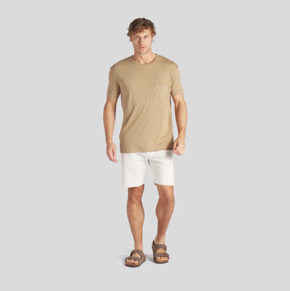 Safari Linen Blend Pocket Tee - Dark Safari