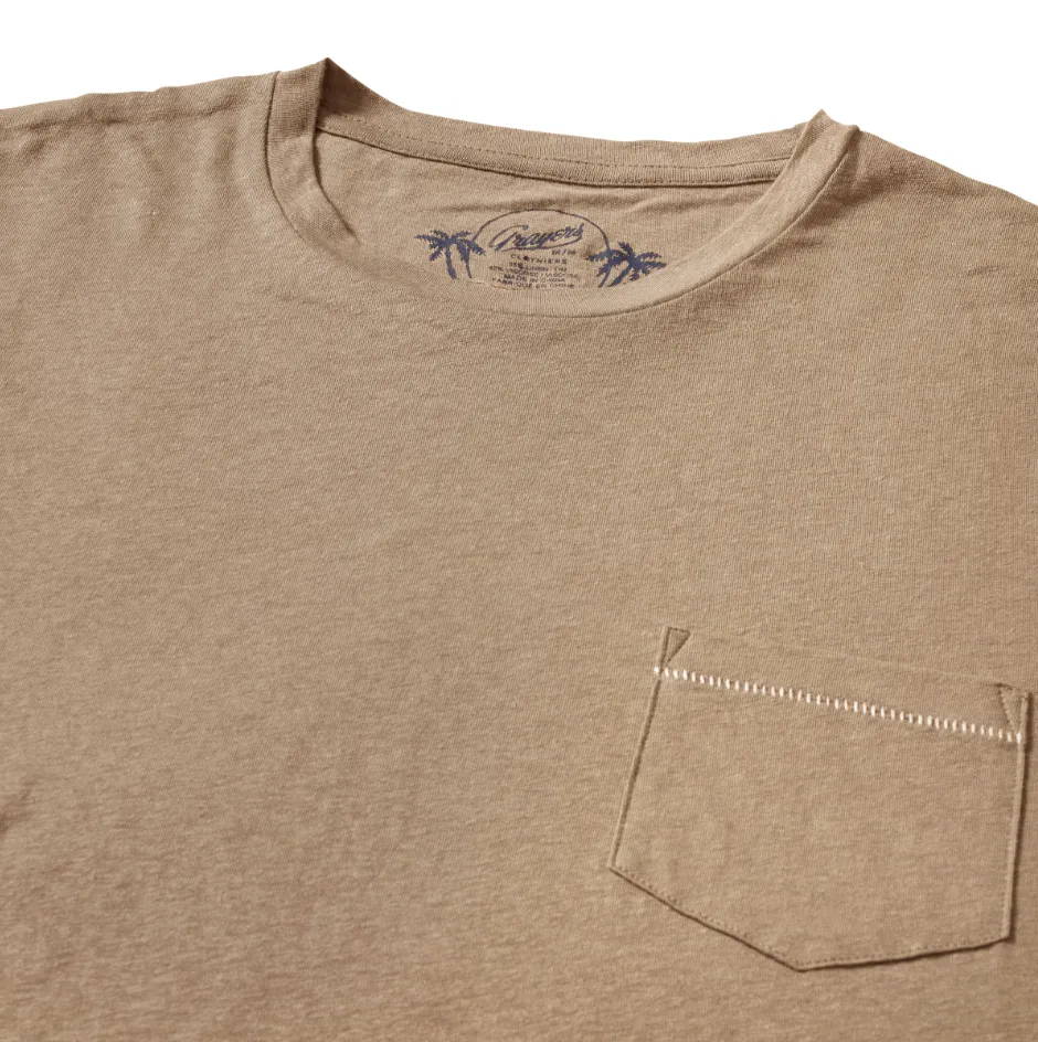 Safari Linen Blend Pocket Tee - Dark Safari