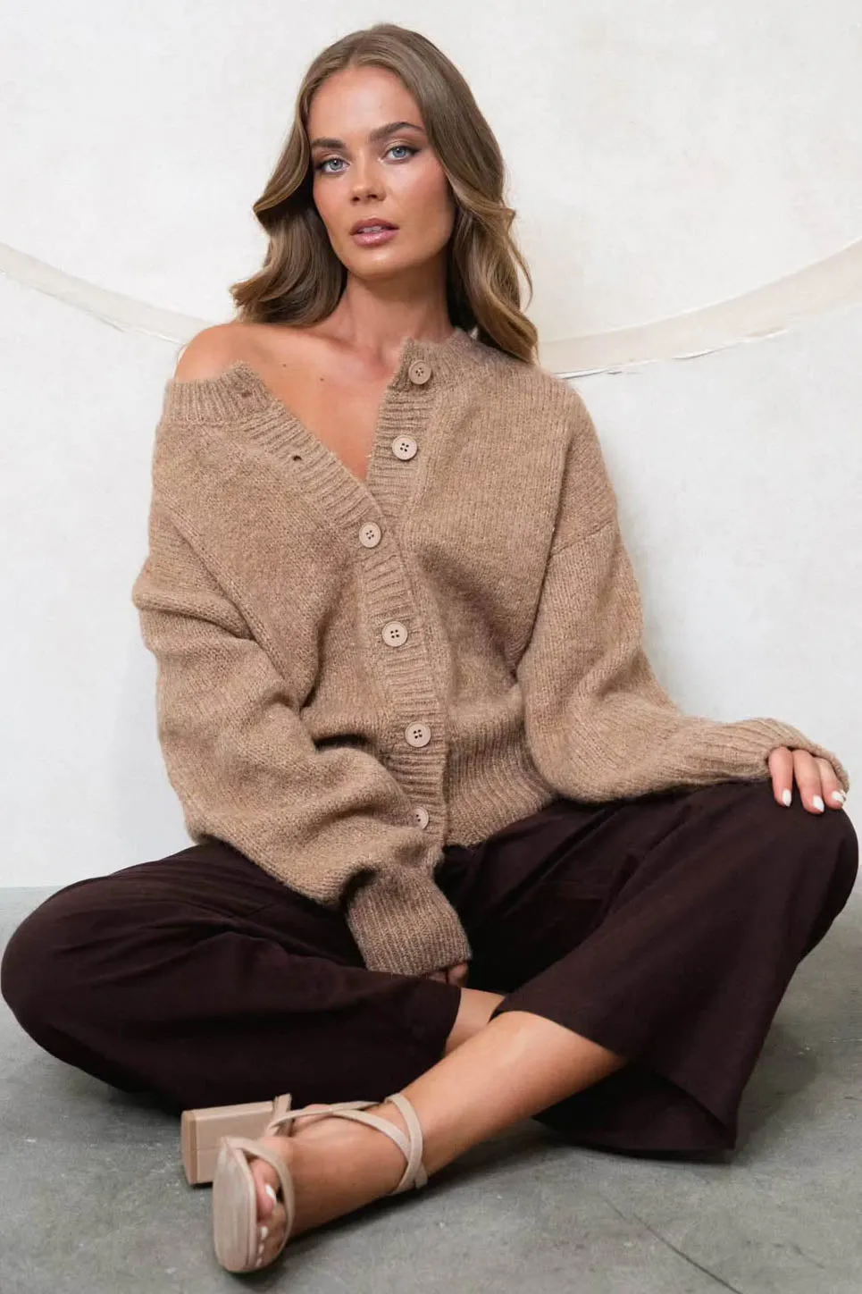 Savea Knit Cardigan Brown
