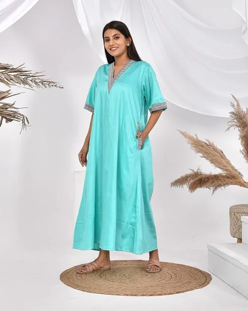 Sea Green Pure Cotton Nighty