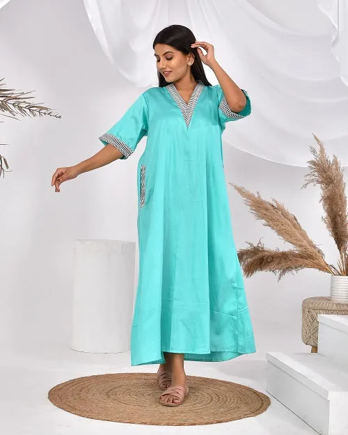 Sea Green Pure Cotton Nighty