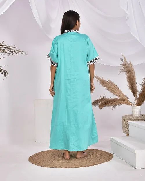 Sea Green Pure Cotton Nighty