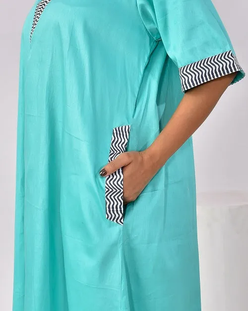 Sea Green Pure Cotton Nighty