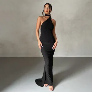 Sensually Back Strap Detail Draped Off Shoulder Dress