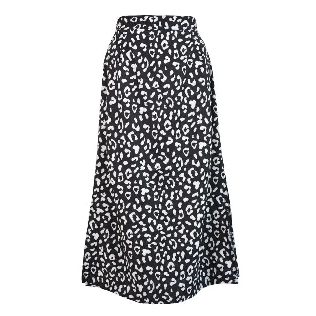 Sexy Leopard Skirt Print Chiffon Split Skirt