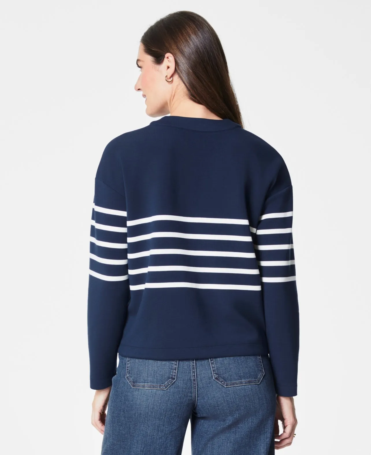 Spanx: AirEssentials Cardigan in Mid Navy Porcelain Stripe