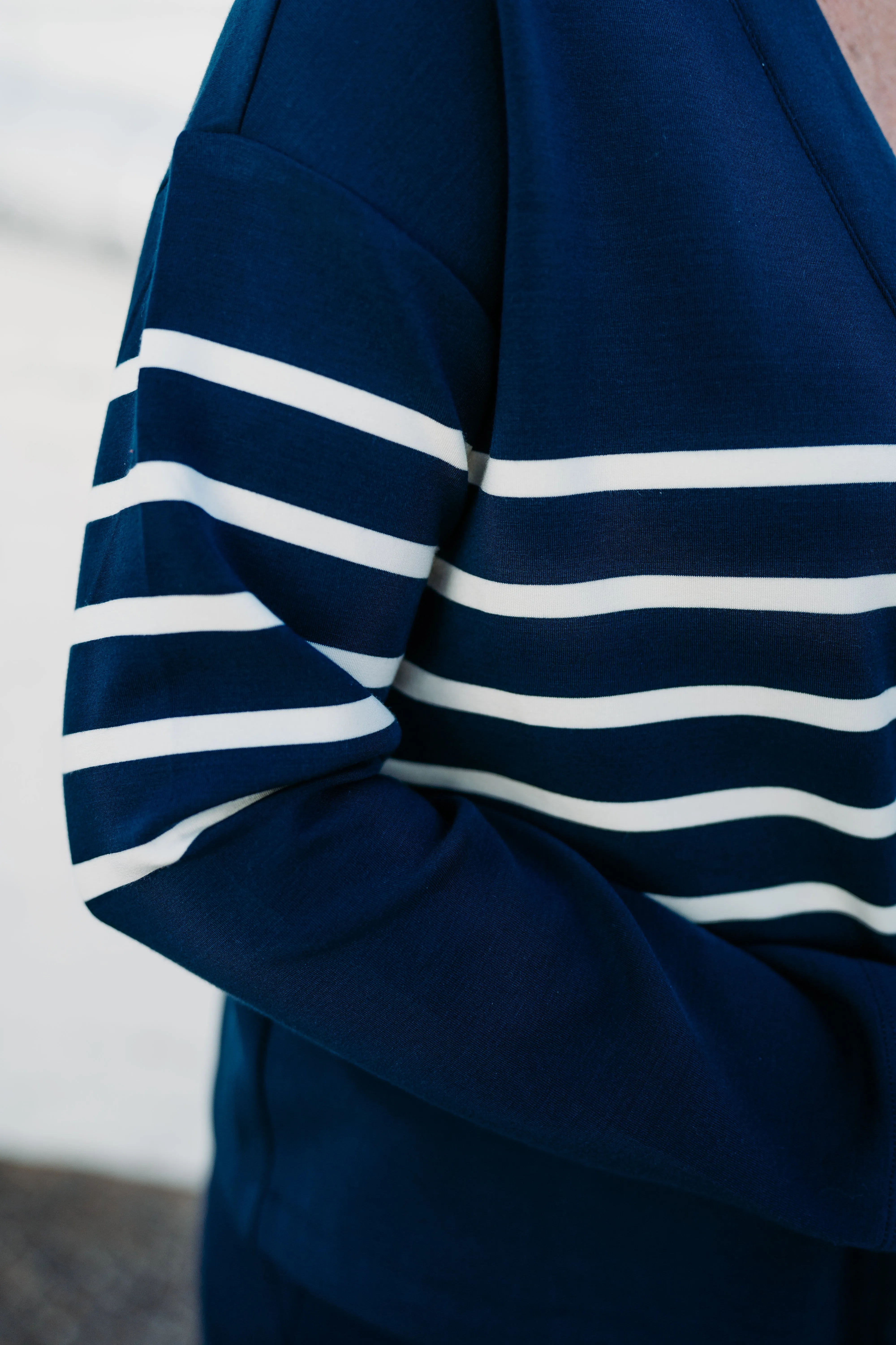 Spanx: AirEssentials Cardigan in Mid Navy Porcelain Stripe