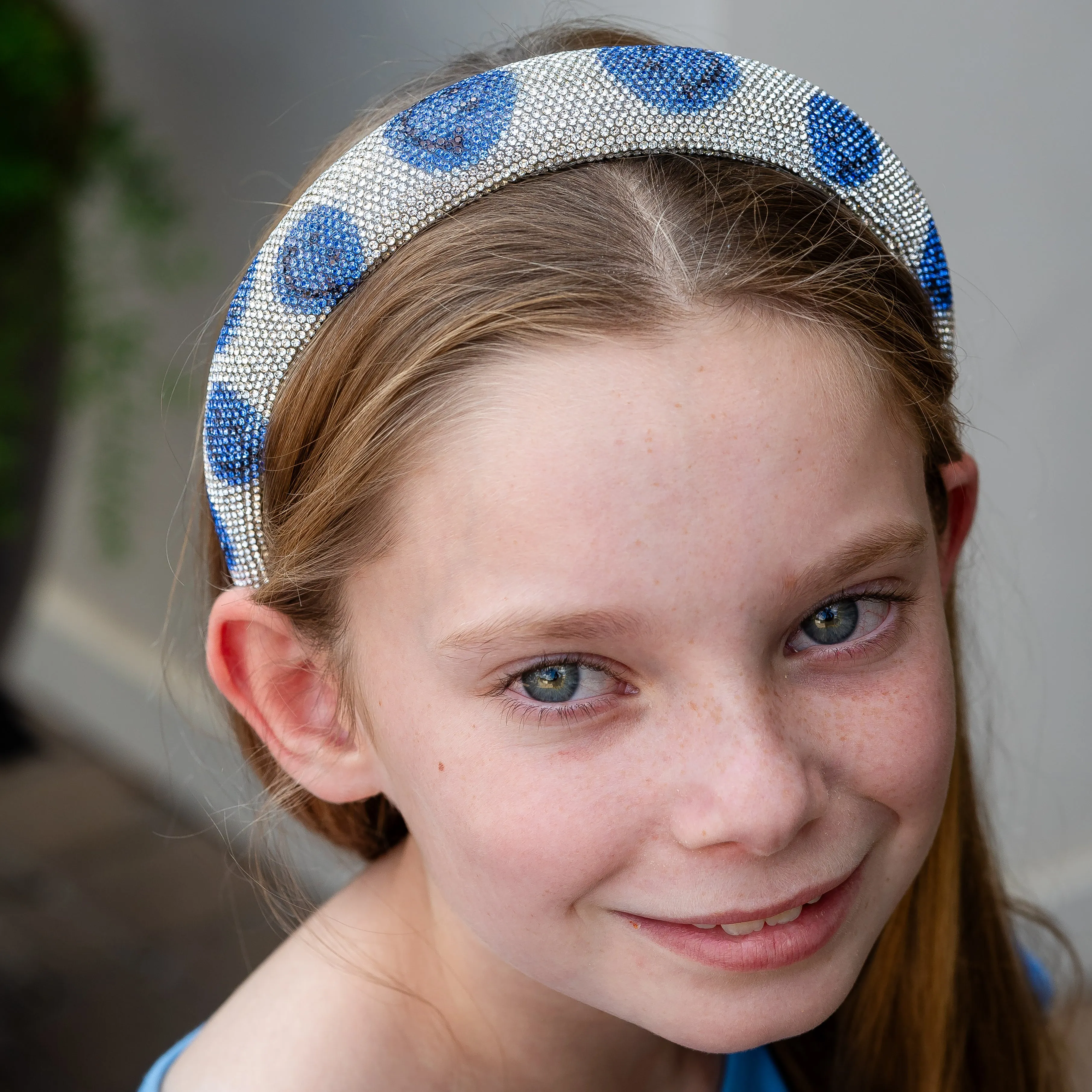 Sparkly Headband - Blue Smiley Faces