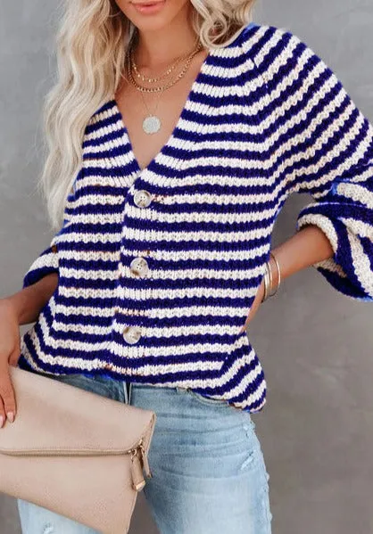 Striped Knitwear Turtleneck Sweater #71393