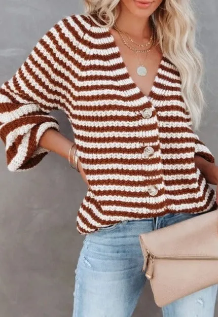 Striped Knitwear Turtleneck Sweater #71393