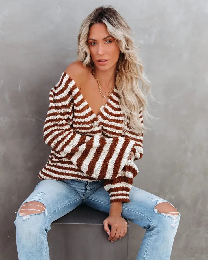 Striped Knitwear Turtleneck Sweater #71393