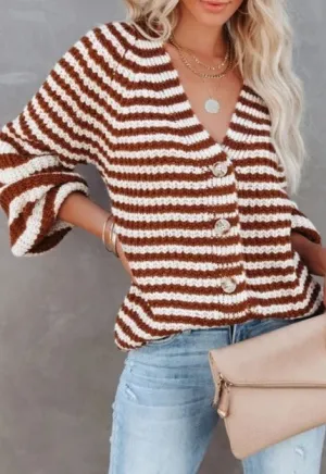 Striped Knitwear Turtleneck Sweater #71393