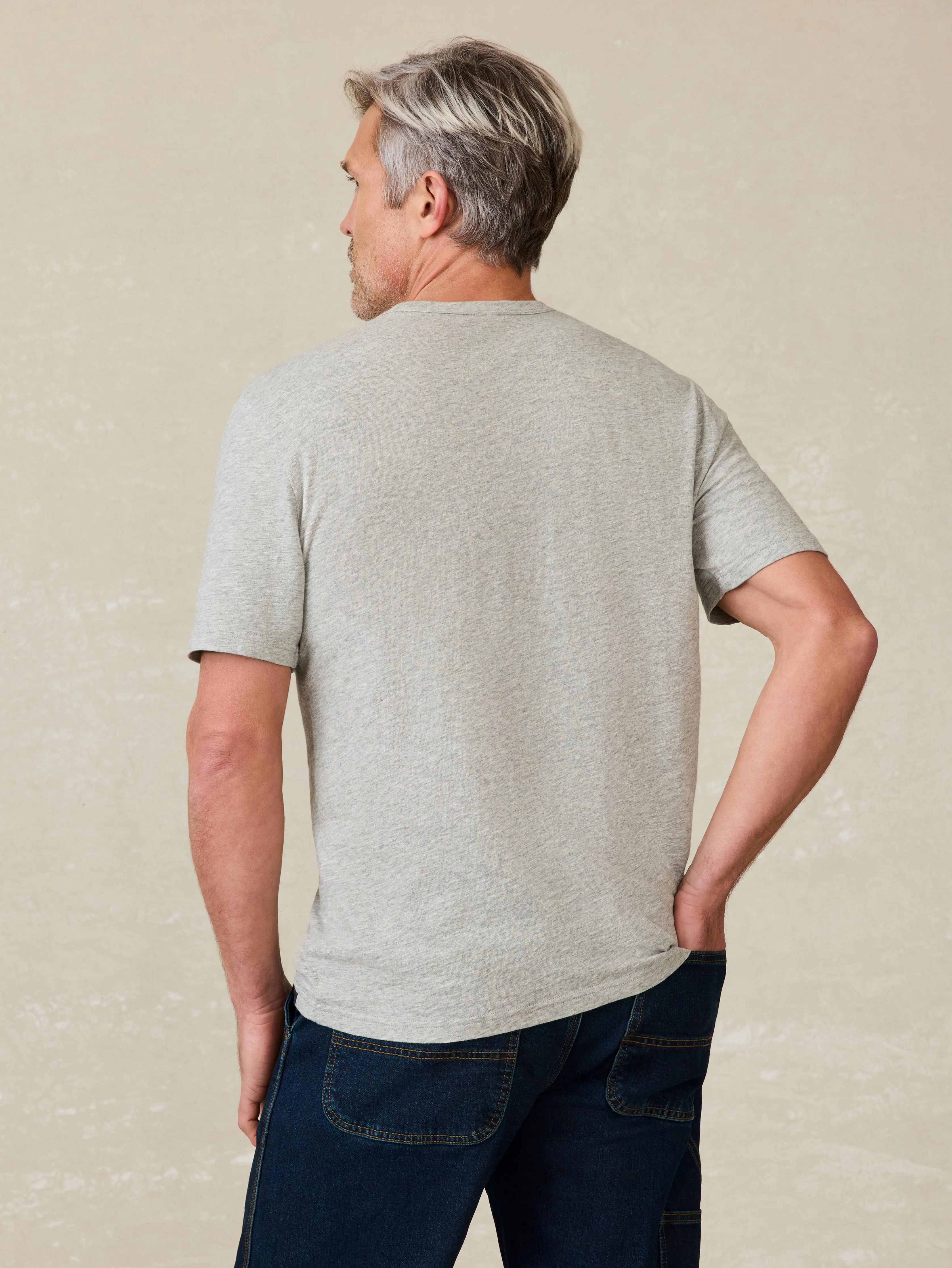 Sunwashed Regenerative Cotton Pocket Tee - Granite Heather