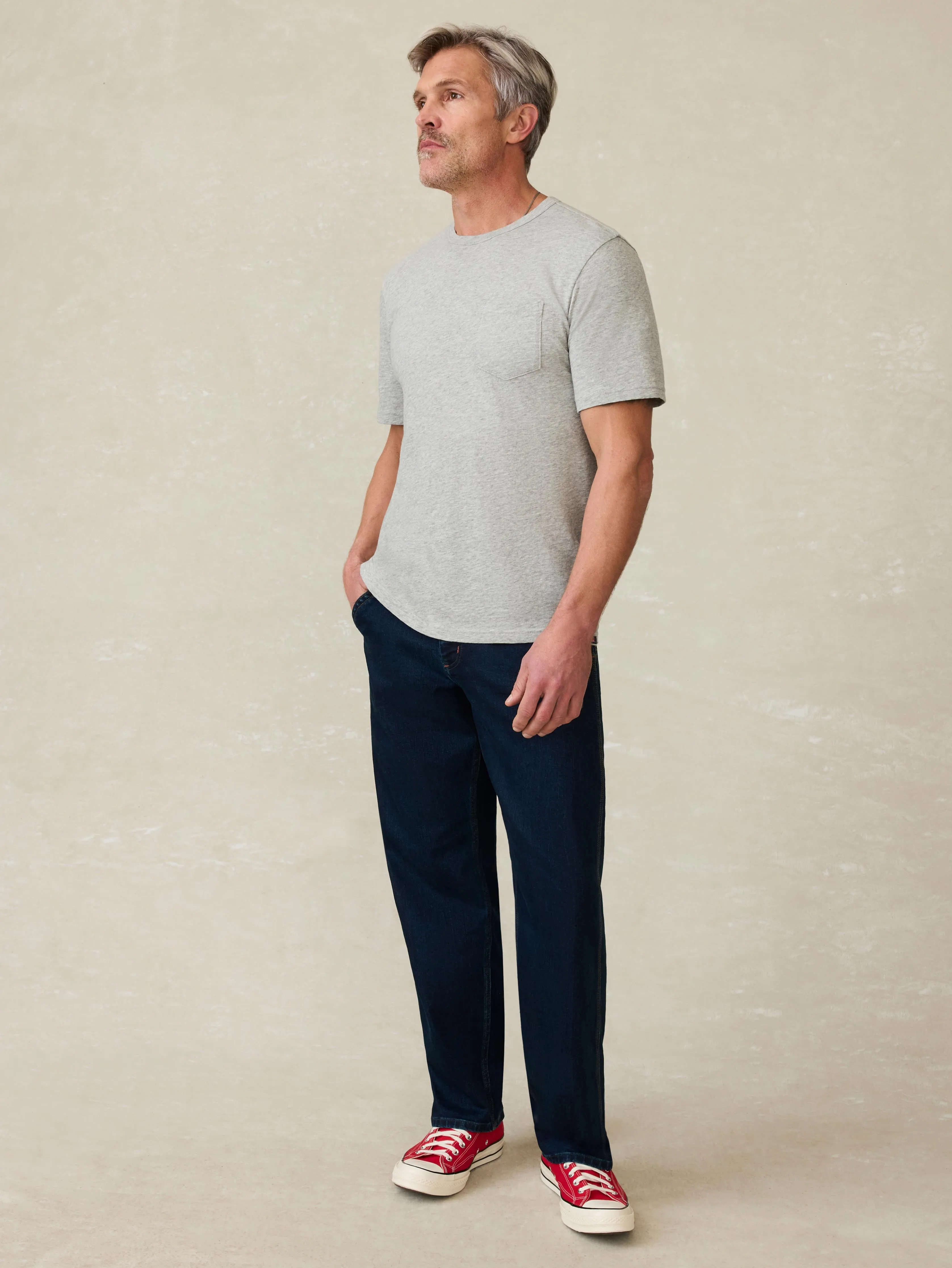 Sunwashed Regenerative Cotton Pocket Tee - Granite Heather