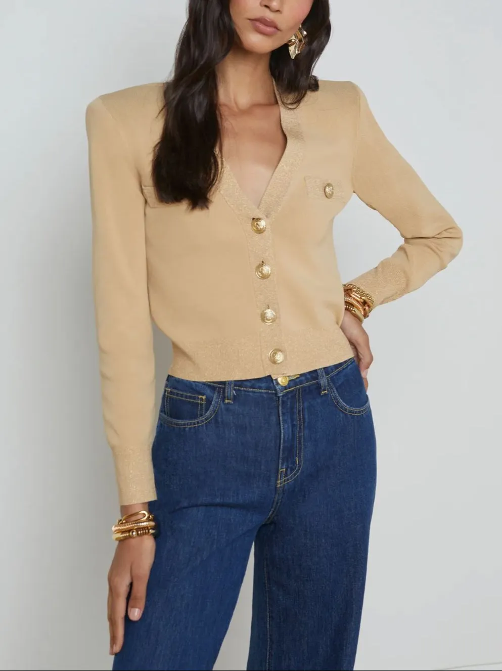 Taya Cropped V-Neck Cardi
