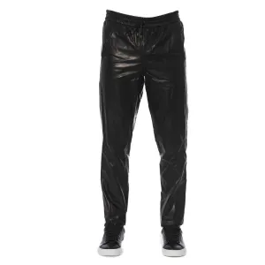 Trussardi Black Lamb Leather Men Trouser