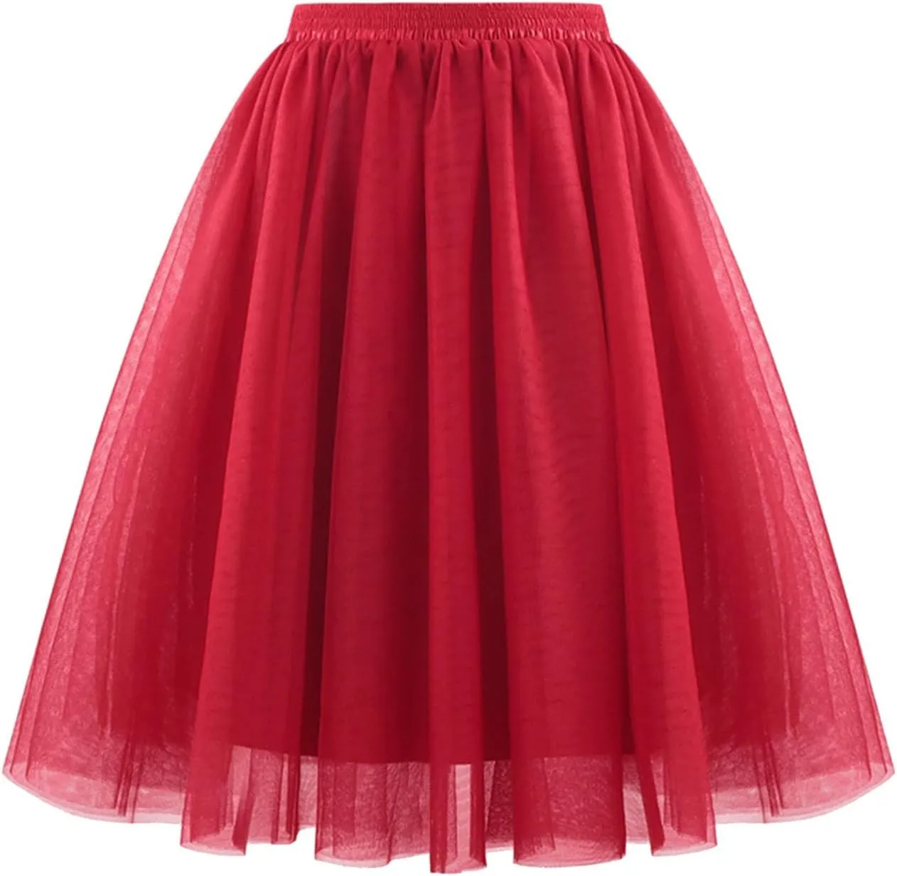 Tulle Skirts for Women Midi A Line Skirt Layered Skorts Elastic High Waisted Tutu Skirt for Prom Party