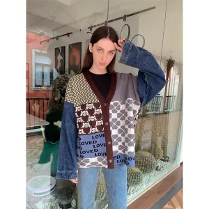 Vintage Patchwork Denim Cardigan