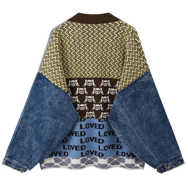 Vintage Patchwork Denim Cardigan