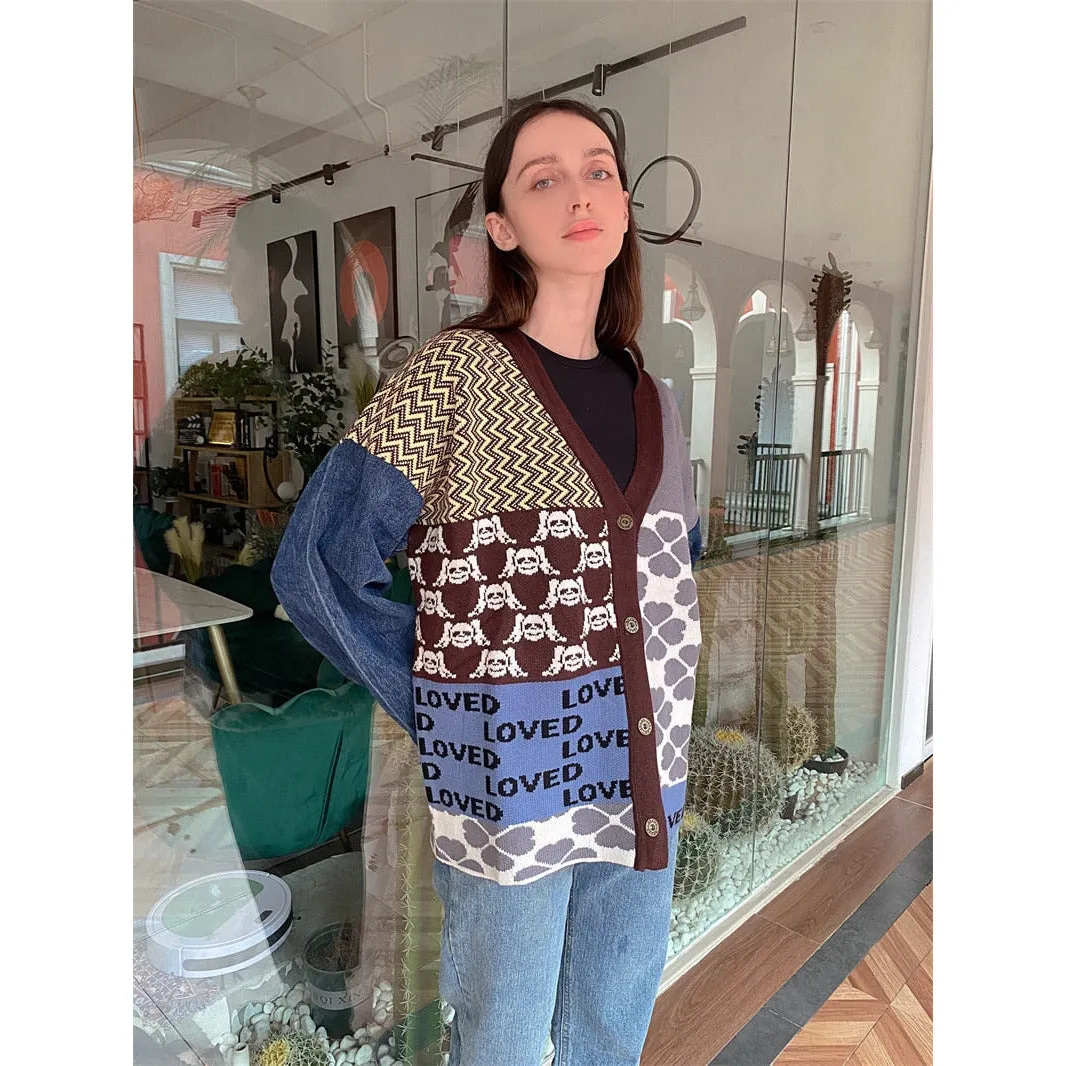 Vintage Patchwork Denim Cardigan
