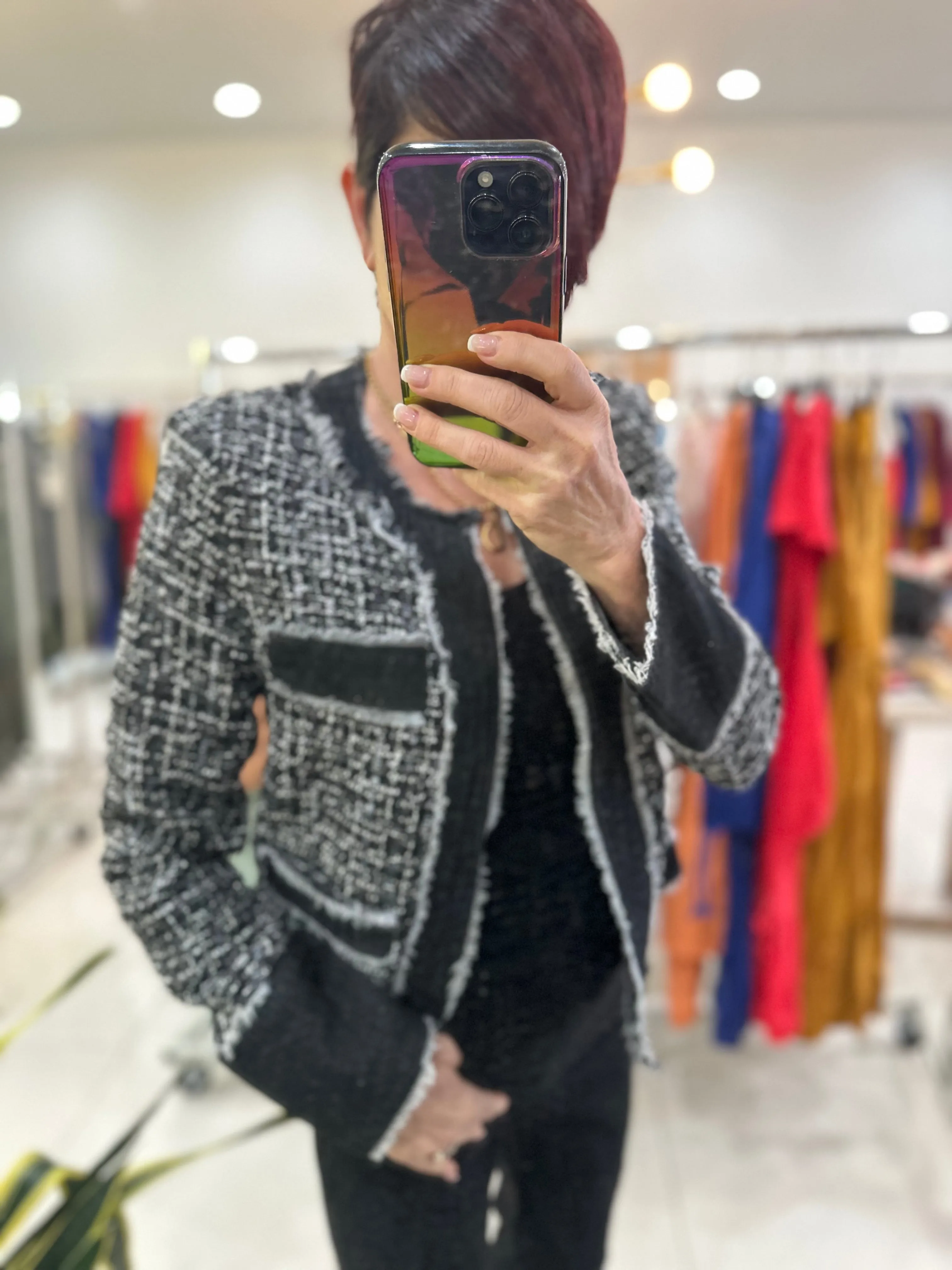 Washed Black Denim Jacket with Denim Trim