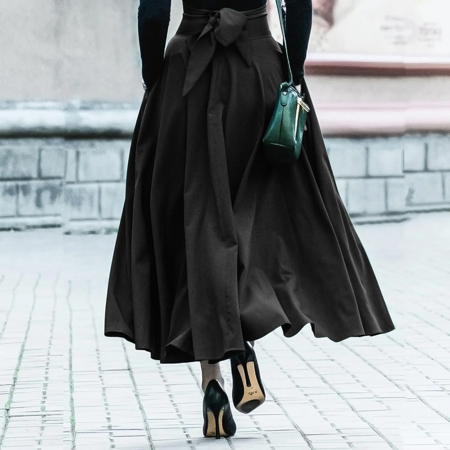 Woman Skirt Womens Flowy Maxi Skirt Summer Pleated High Waisted Casual Long Skirts with Pockets Skirts for Women Midi Length