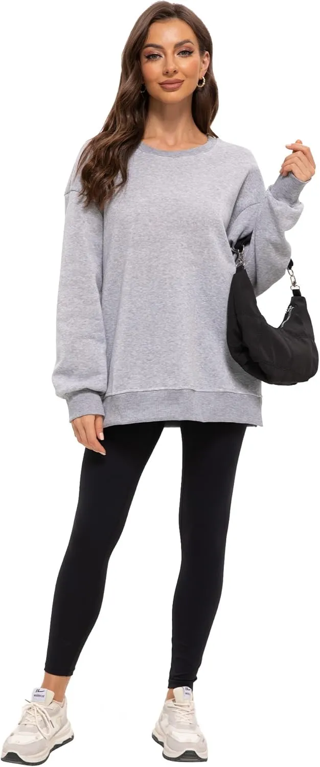 Women's Crew Neck Oversized Hoodies Pullover Sweaters for Casual Comfy Fall Casual Fashion Outfits