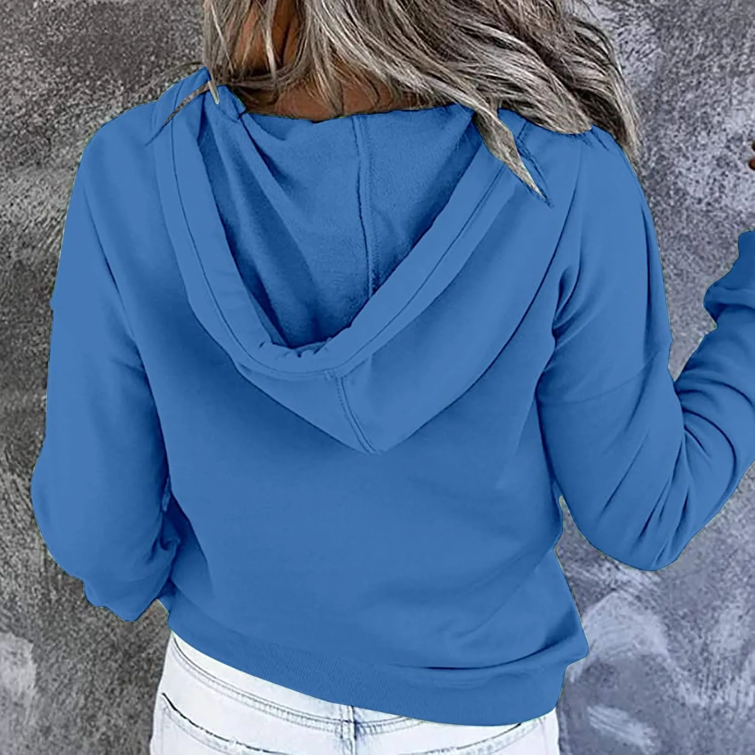 Women's Fashion Hoodies Casual Long Sleeve Button Sweatshirts with Hood Comfy Fall Oversized Clothes Winter Outfits