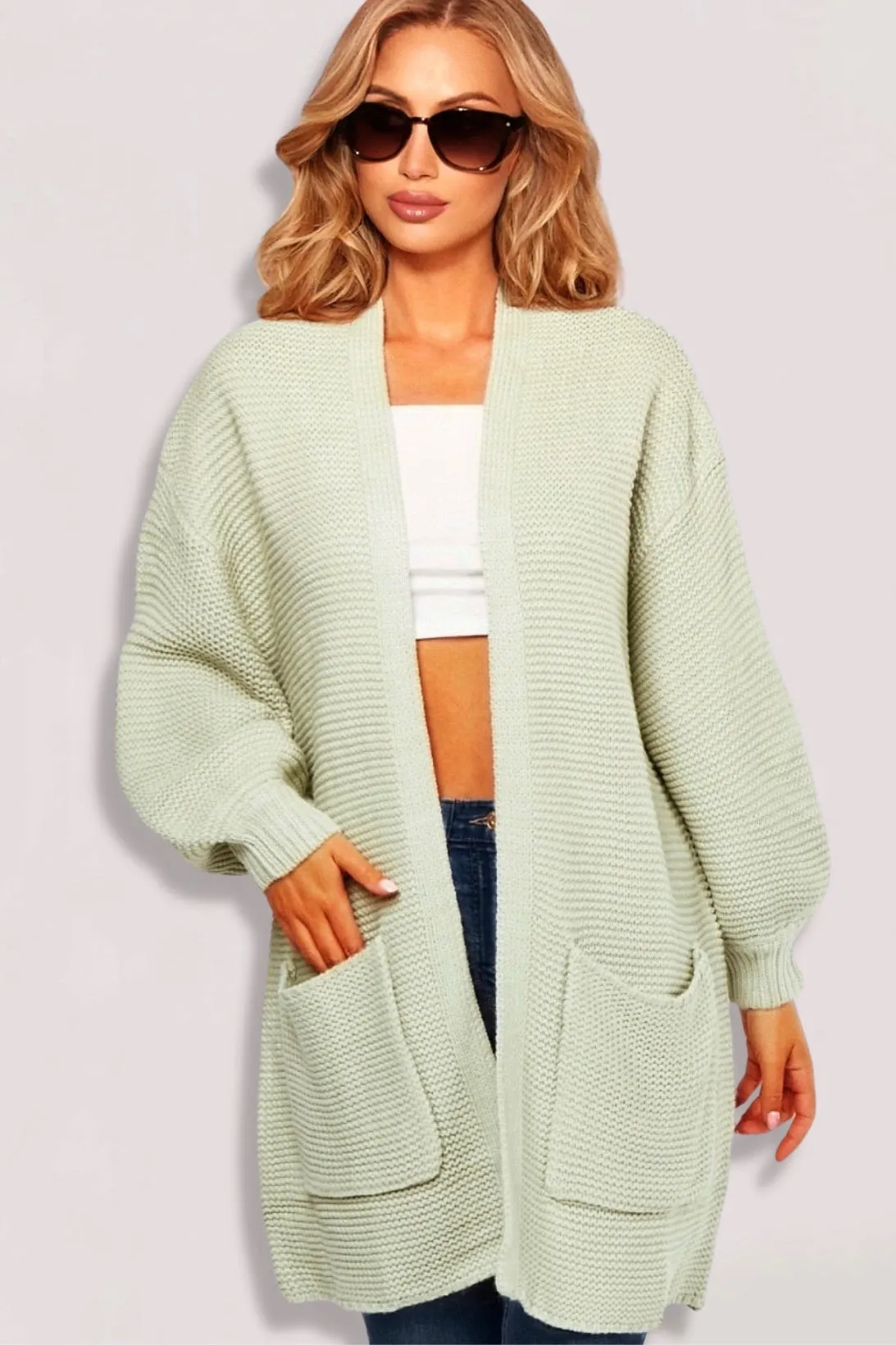 Zara Longline Cardigan Knitted Sweater (Jade)
